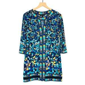 BCBGMaxAzria Blue Polka Dot Cut Out Dress